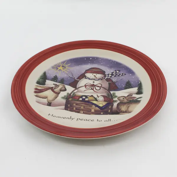 Royal Norfolk Christmas Snowman Stoneware Plate Heavenly Peace To All