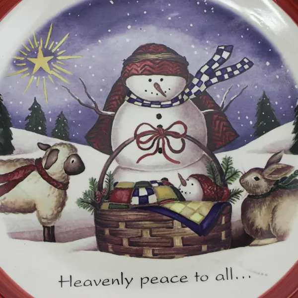 Royal Norfolk Christmas Snowman Stoneware Plate Heavenly Peace To All