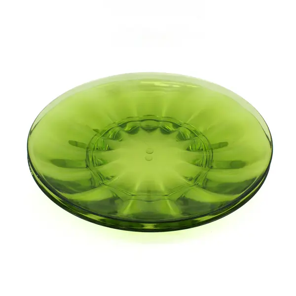 Set of 2 Green Ribbed Acrylic Plates 11in Round Dinnerware