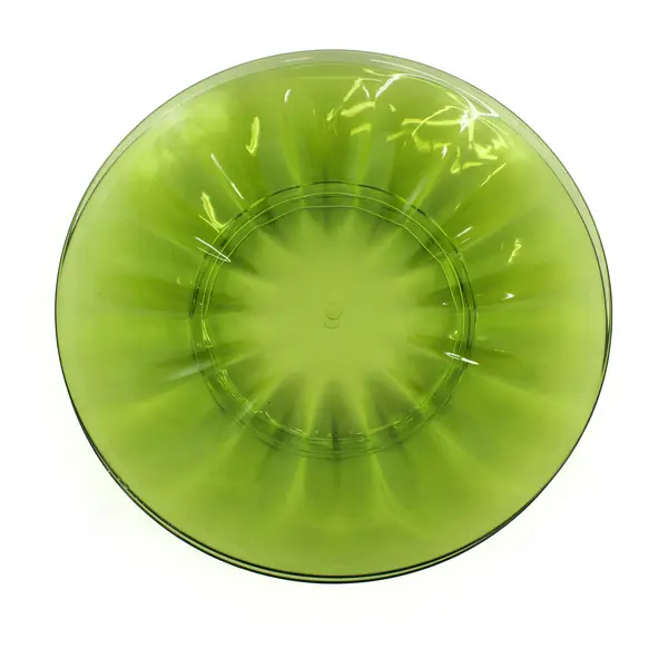 Set of 2 Green Ribbed Acrylic Plates 11in Round Dinnerware