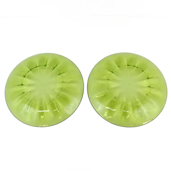 Set of 2 Green Ribbed Acrylic Plates 11in Round Dinnerware