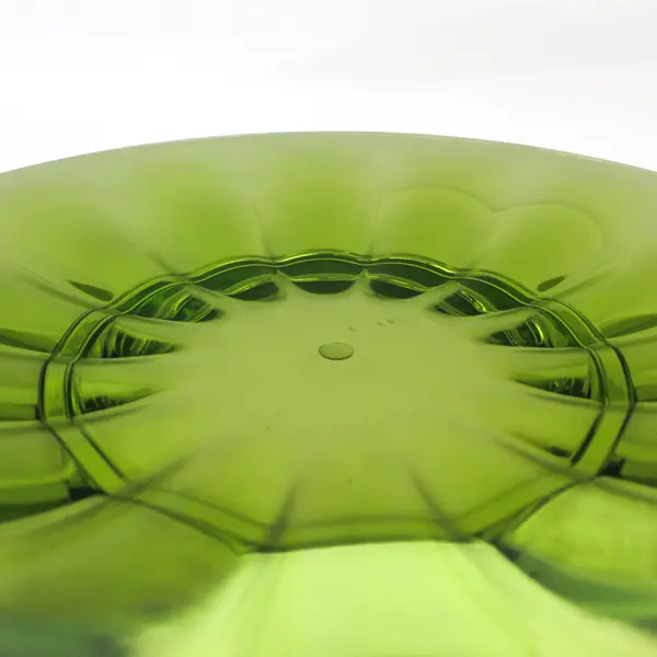 Set of 2 Green Ribbed Acrylic Plates 11in Round Dinnerware