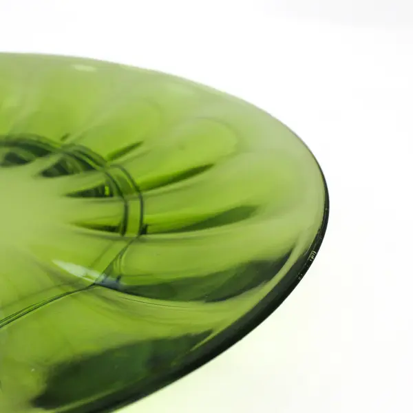Set of 2 Green Ribbed Acrylic Plates 11in Round Dinnerware