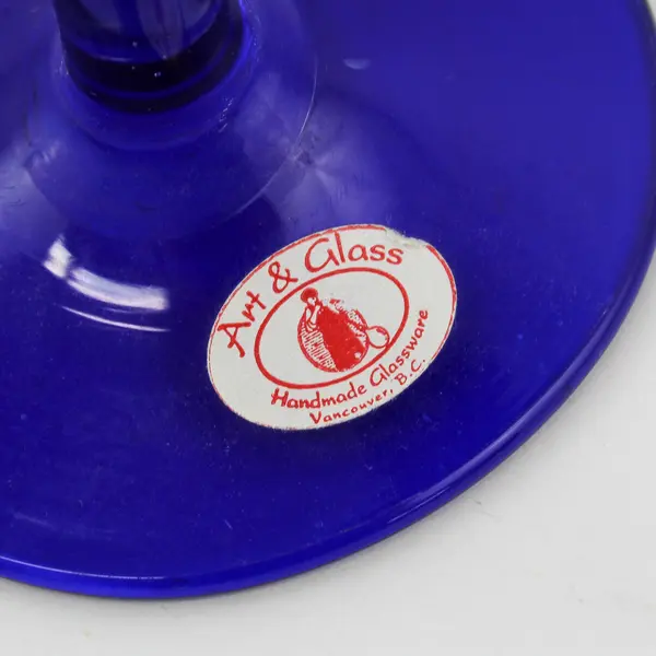 Art & Glass Handmade Cobalt Blue Rose Shaped Candle Holder 