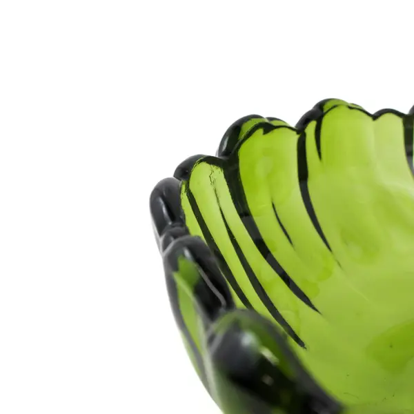 Vintage Indiana Glass Heavy Olive Green Glass Bowl Flower Design 3-Footed 11.5"
