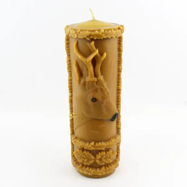 Embossed Deer Head Beeswax Decorative Candle 16.5in