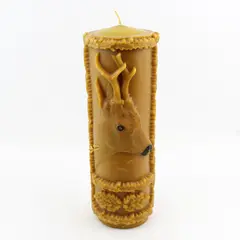 Embossed Deer Head Beeswax Decorative Candle 16.5in