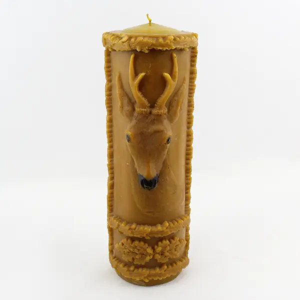 Embossed Deer Head Beeswax Decorative Candle 16.5in
