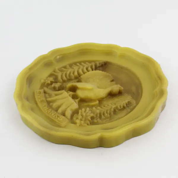 Round Embossed Bees Wax Candle Turkey And Trees Reads Give Thanks