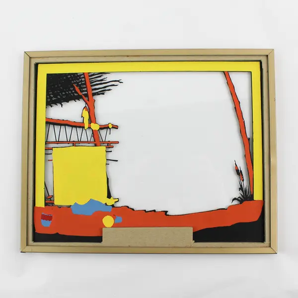 Reverse Painted Glass Photo Frame Native American Weaving 8" x 10"