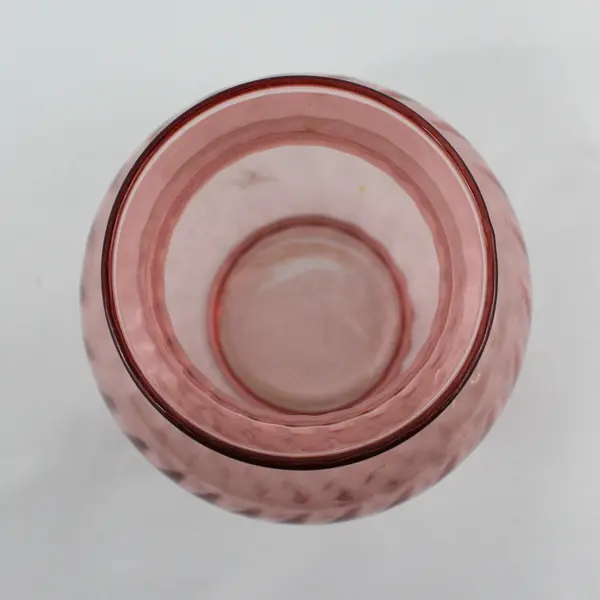 Vintage Cranberry Glass Spiral Ribbed Pattern Flower Vase 6.5"