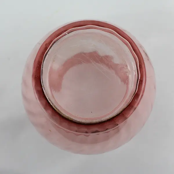 Vintage Cranberry Glass Spiral Ribbed Pattern Flower Vase 6.5"