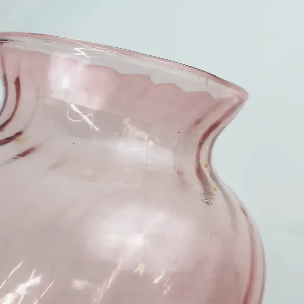 Vintage Cranberry Glass Spiral Ribbed Pattern Flower Vase 6.5"