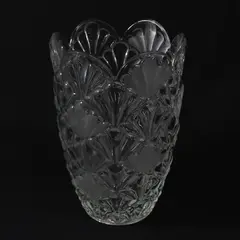 Bohemia Glass Mid 20th Century Czech Hand Cut Crystal Flower Vase 9"