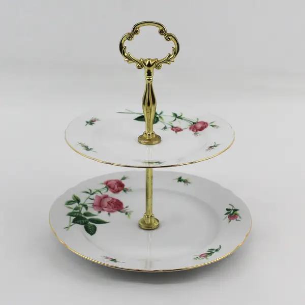 Christineholm Porcelain Rose Two Tier Candy Nut Bon Bon Server Germany