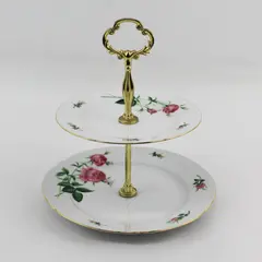 Christineholm Porcelain Rose Two Tier Candy Nut Bon Bon Server Germany