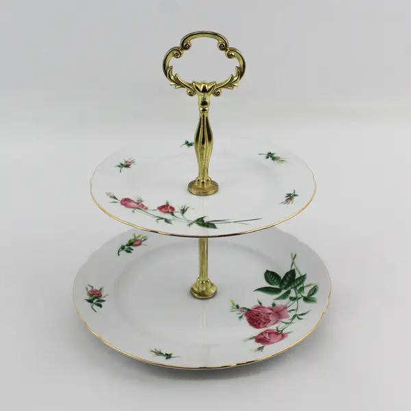 Christineholm Porcelain Rose Two Tier Candy Nut Bon Bon Server Germany