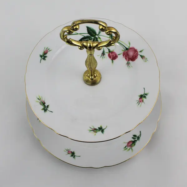 Christineholm Porcelain Rose Two Tier Candy Nut Bon Bon Server Germany