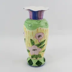 Milson & Louis Hand-Painted Floral Vase 12in Ceramic Multicolor