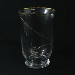 Vintage Pier 1 Swirline Blown Glass Gold Dot Swirl Vase 9.25”