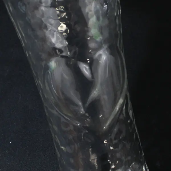 Anchor Hocking Dimpled Clear Glass Vase Embossed Hearts Ruffled Rim 6.75"
