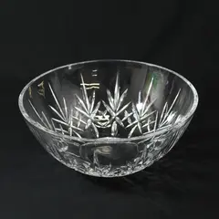 Round Fan Crisscross Clear Lead Crystal Bowl 9"