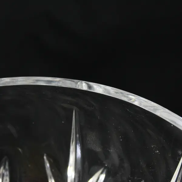 Round Fan Crisscross Clear Lead Crystal Bowl 9"