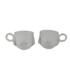 Lot of 2 Hazel Atlas 1305 Snack Cups Clear Beaded Handles Hobnob Replacements