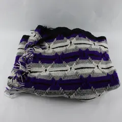 Handmade Striped Throw Blanket 42x63 Purple Black Gray White