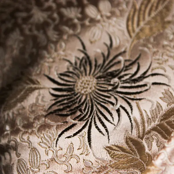 Brown and Taupe Chrysanthemum Floral Brocade Fabric 3-3/4 yds x 30"