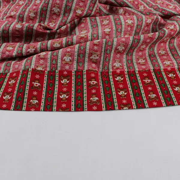 Vintage Cranston Print Works Christmas Teddy Bear Hemmed Fabric 1-2/3 yd x 42"