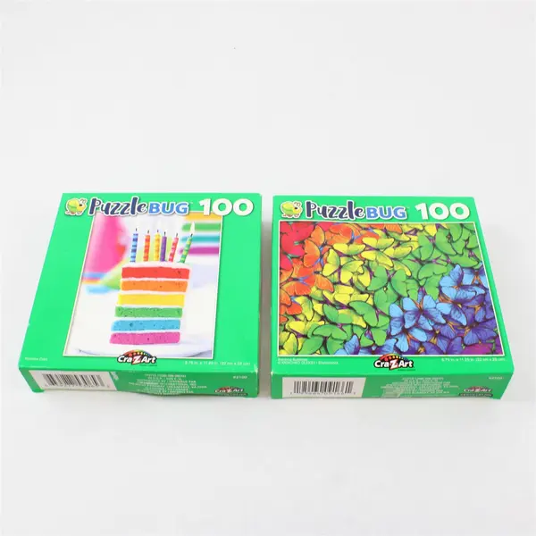 Lot of 2 Cra-Z-Art PuzzleBug 100pc Jigsaw Rainbow Cake & Butterflies #2100