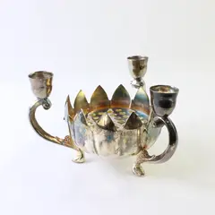 Landes N.Y. Silver Gold Plated Lotus Bowl Candle Holder Decor