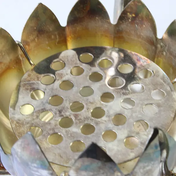 Landes N.Y. Silver Gold Plated Lotus Bowl Candle Holder Decor