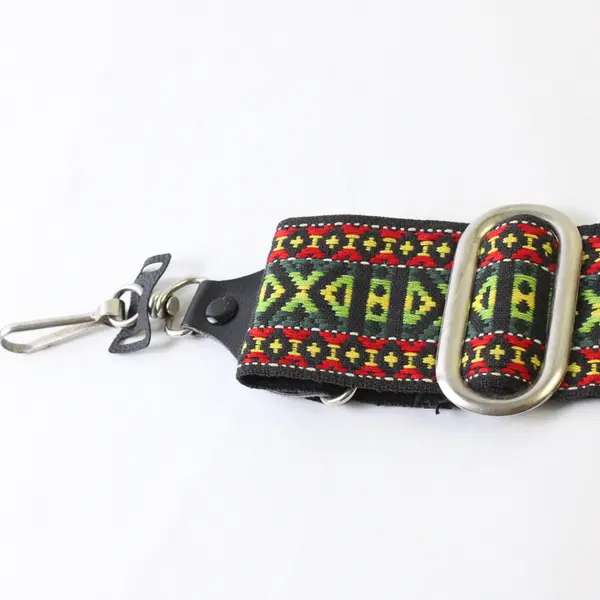 Vintage Woven Camera Strap Green Red Yellow Adjustable Neck Shoulder