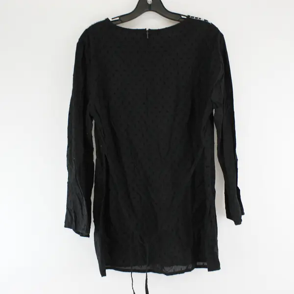 Almatrichi Embroidered Neckline Sheer Black 3/4-Sleeve Top Women's US XL