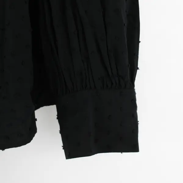 NWT A New Day Black Textured Long-Sleeved Pussy Bow Blouse Women's Medium
