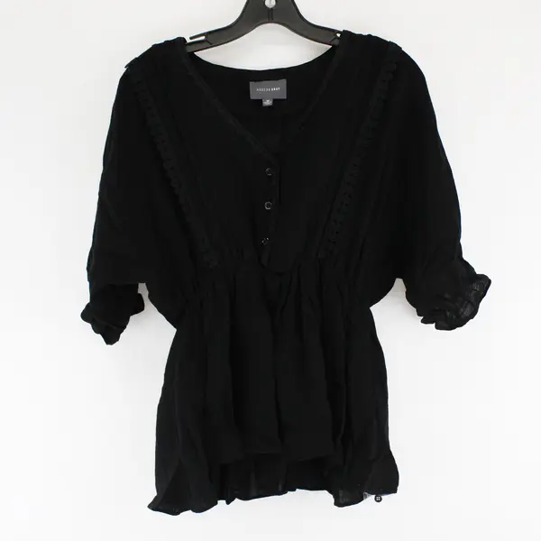 Hudson Gray Black Peplum Blouse Women's Medium Half Sleeve