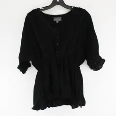Hudson Gray Black Peplum Blouse Women's Medium Half Sleeve