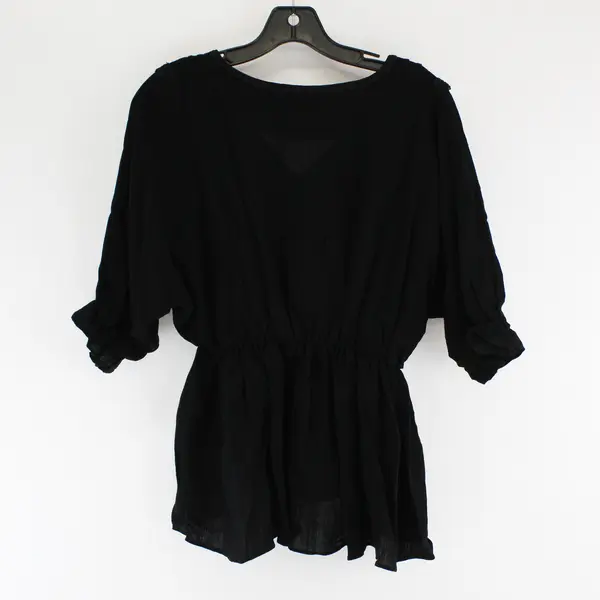 Hudson Gray Black Peplum Blouse Women's Medium Half Sleeve