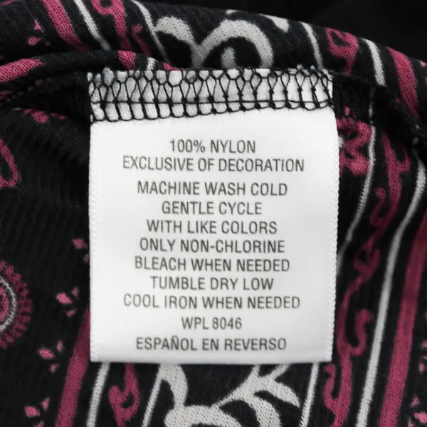 Style & Co. Paisley Pattern Black Bell-Sleeve Blouse Crochet Detail Women's Med