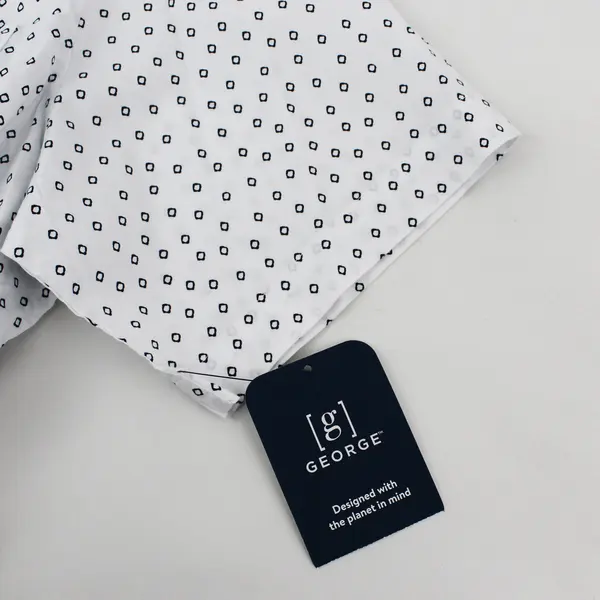 NWT George White Classic Fit Short-Sleeved Button-Down Shirt Men's XL
