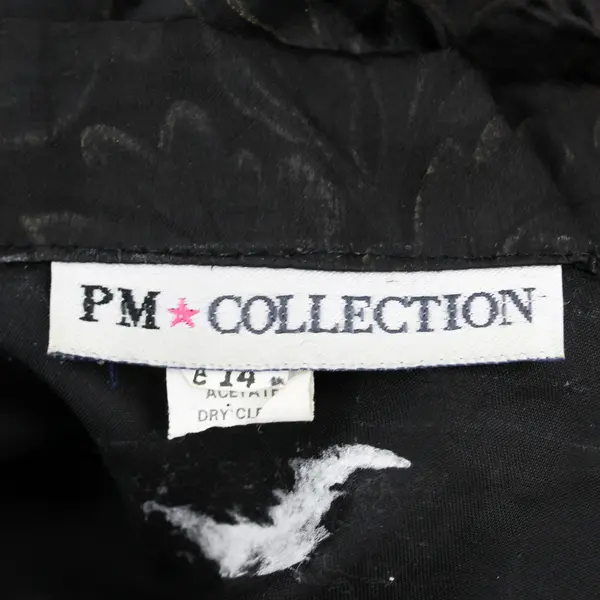 PM Collection Black Scroll Leaf Peplum Blazer Womens Sz 14 Long Sleeve