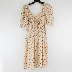 Sienna Sky Ivory Daisy Floral Puff Sleeve Knee-Length Dress Large