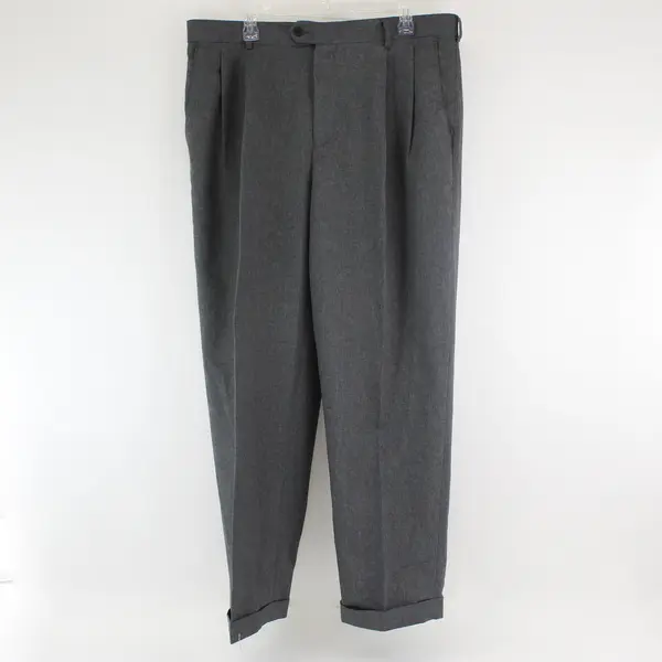 Bocaccio Uomo Gray Pleated Cuffed Suit Pants Men's 38x32