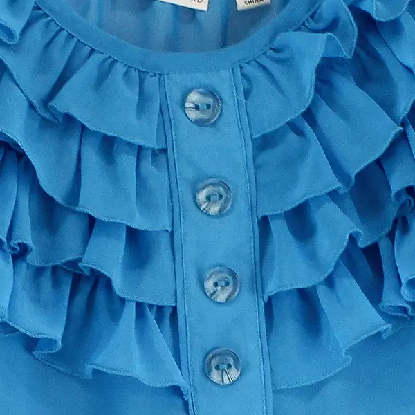 NWT John Paul Richard Turquoise Blue Sheer Ruffle Blouse Women's Medium