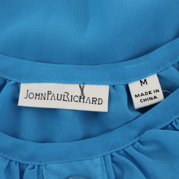 NWT John Paul Richard Turquoise Blue Sheer Ruffle Blouse Women's Medium