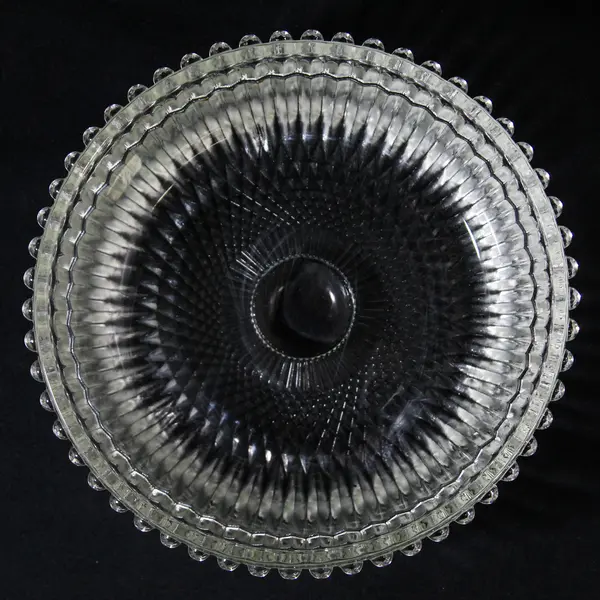 Vintage Clear Pressed Glass Beaded Rim Bowl W Ribbed Sides 