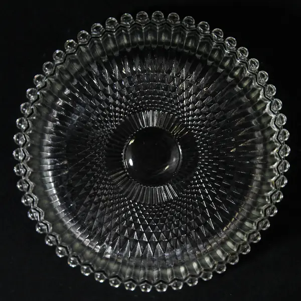 Vintage Clear Pressed Glass Beaded Rim Bowl W Ribbed Sides 