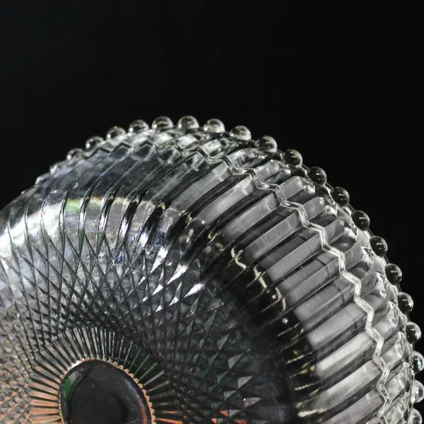 Vintage Clear Pressed Glass Beaded Rim Bowl W Ribbed Sides 